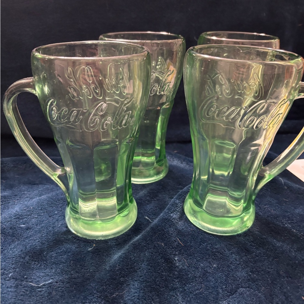 Coca Cola Translucent Green Glass Set